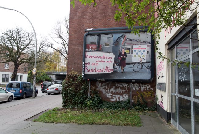 Plakat in Ottensen Investorenträume werden wahr - Zeise2