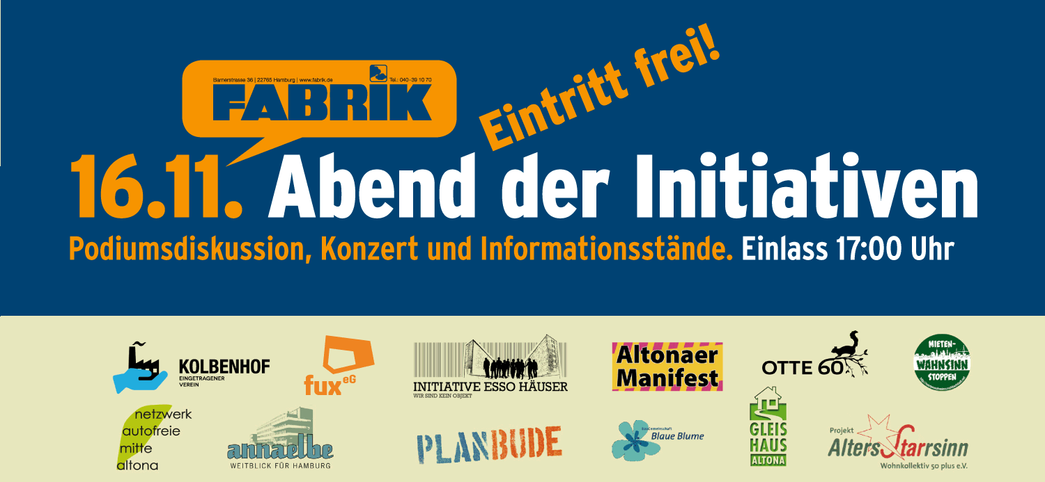 Finanzsenator komplettiert das Podium am Abend der Initiativen am 16.11. in der Fabrik